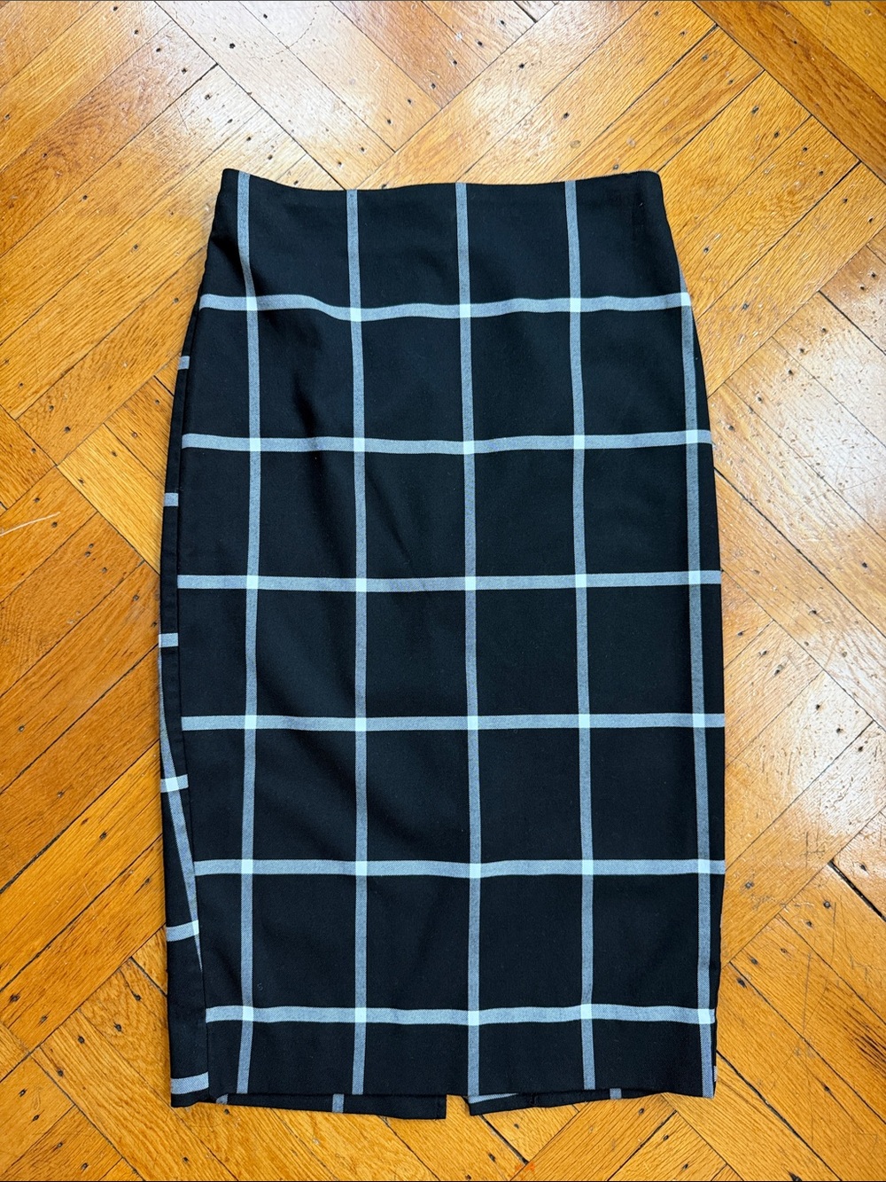 New York & Company Black Pencil Skirt with Gray Windowpane